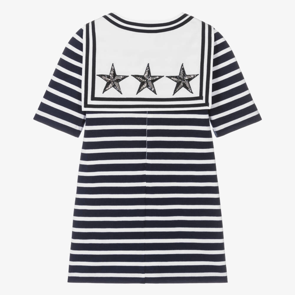 Dolce & Gabbana-Girls Navy Sailor Stripe Dress | Childrensalon Outlet