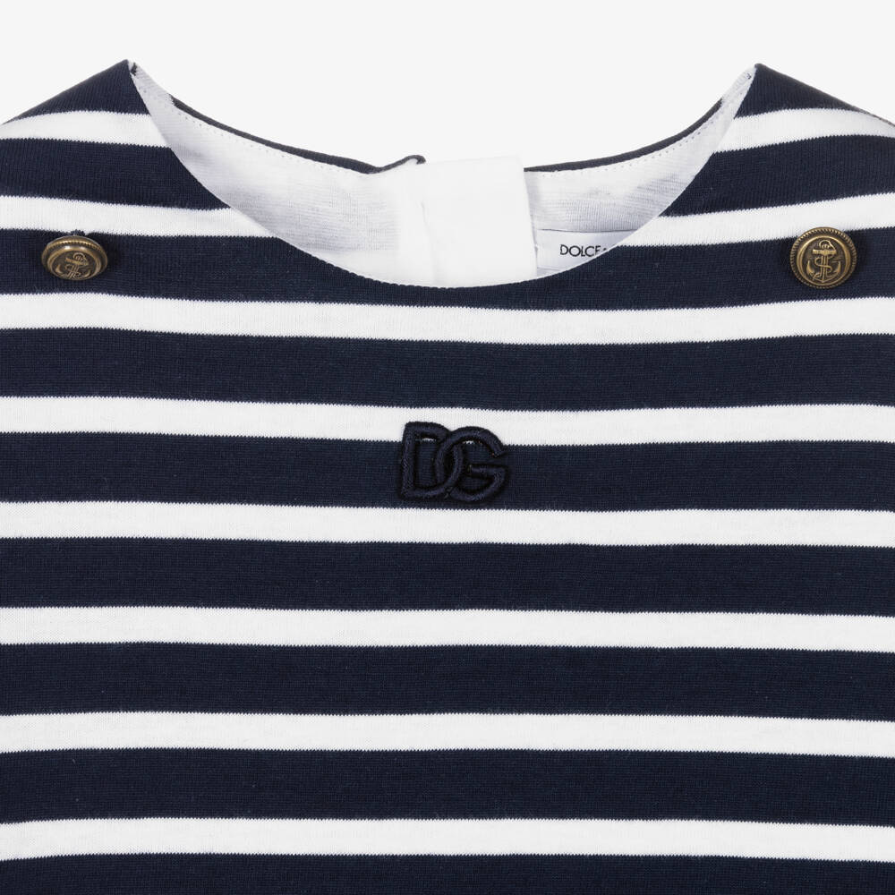 Dolce & Gabbana-Girls Navy Sailor Stripe Dress | Childrensalon Outlet