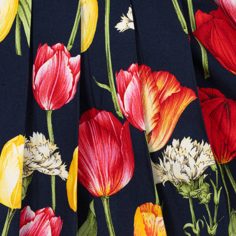 Dolce & Gabbana - Girls Navy Tulip Pattern Dress Dolce & Gabbana - Girls Navy Tulip Pattern Dress