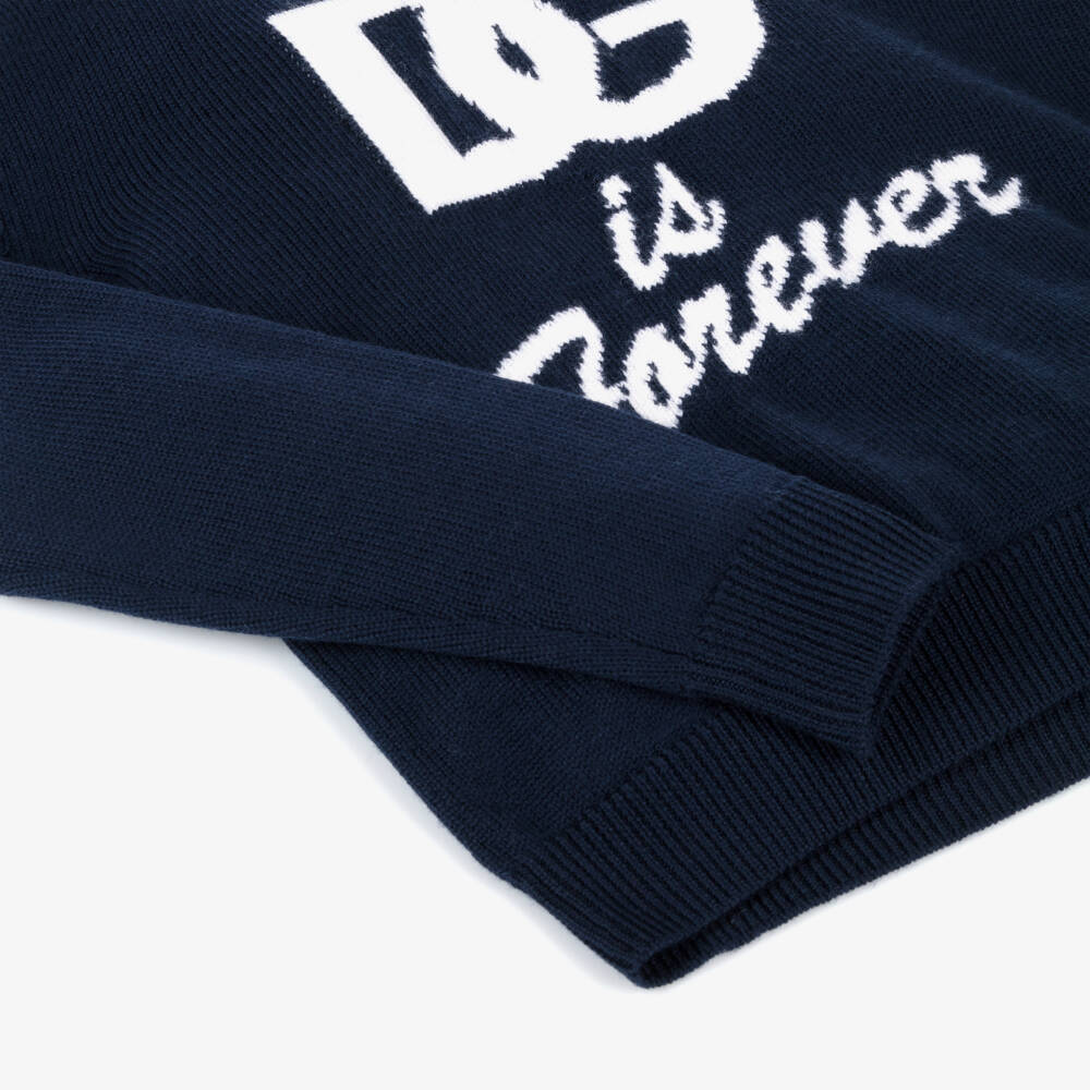 Dolce & Gabbana-Girls Navy Wool-Knit Sweater | Childrensalon Outlet