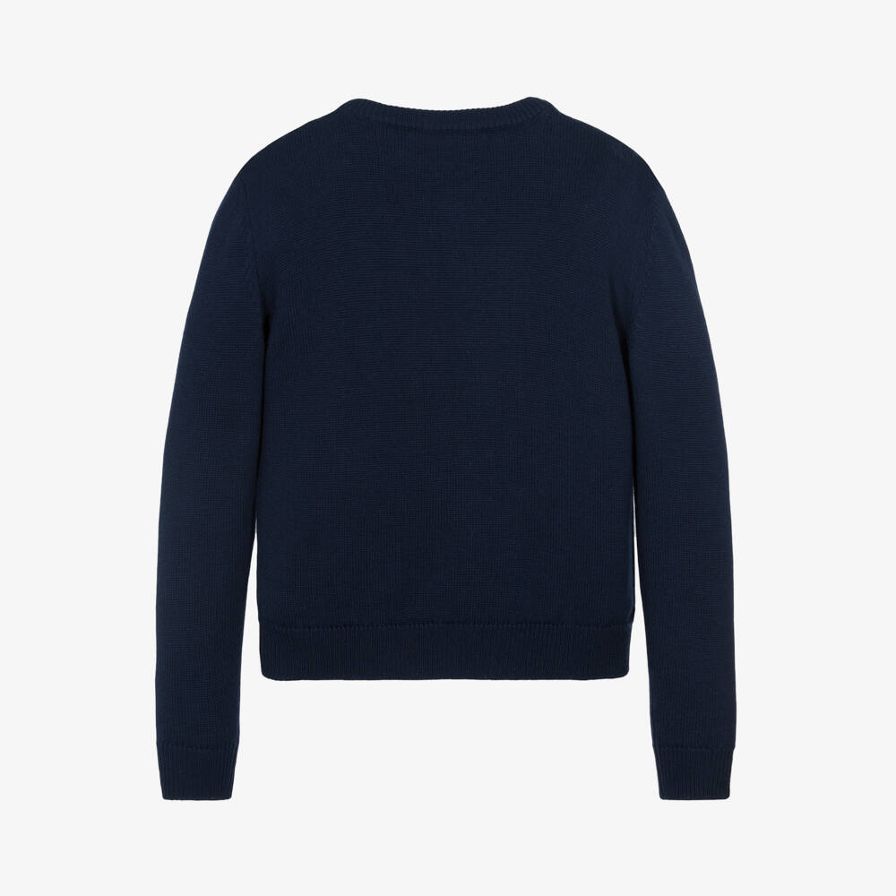 Dolce & Gabbana-Girls Navy Wool-Knit Sweater | Childrensalon Outlet