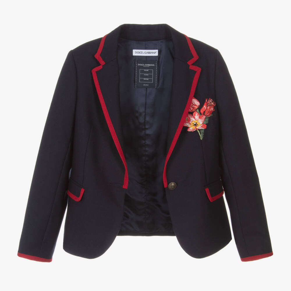 Dolce & Gabbana-Girls Navy Wool Tulip Blazer | Childrensalon Outlet