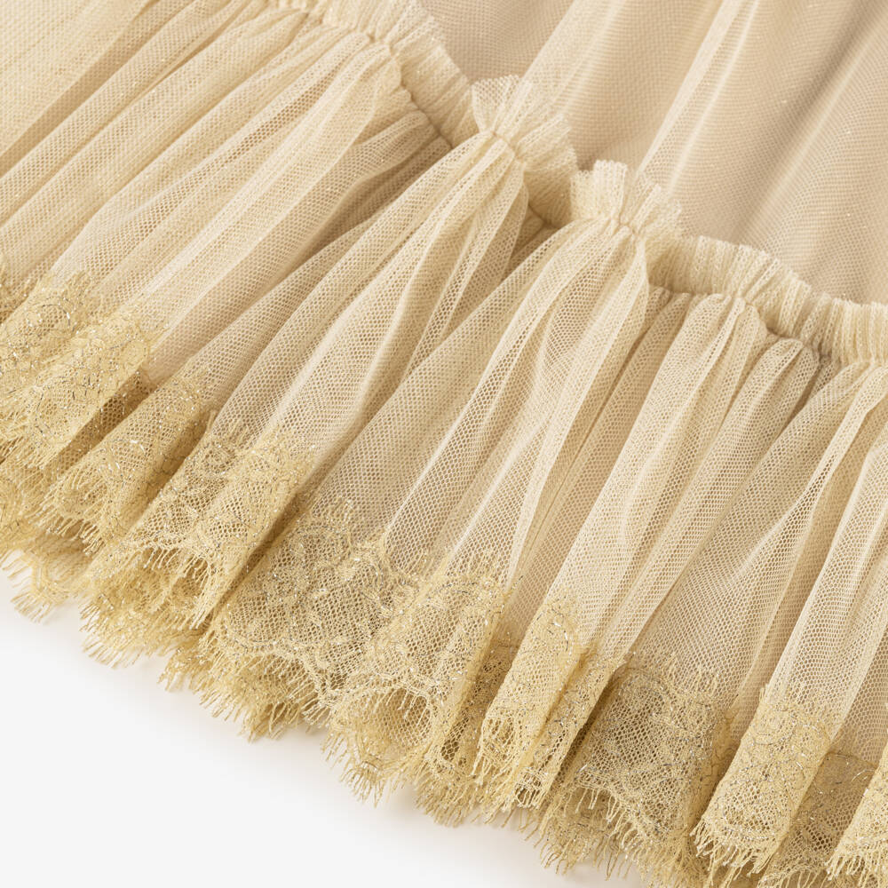 Dolce & Gabbana-Girls Opulent Gold Lace Tulle Gown | Childrensalon Outlet