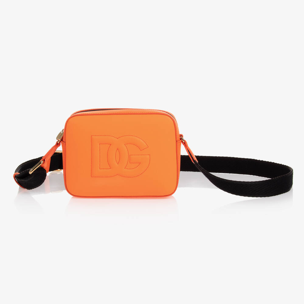 Dolce & Gabbana - Girls Orange Leather DG Crossbody Bag (14cm) | Childrensalon