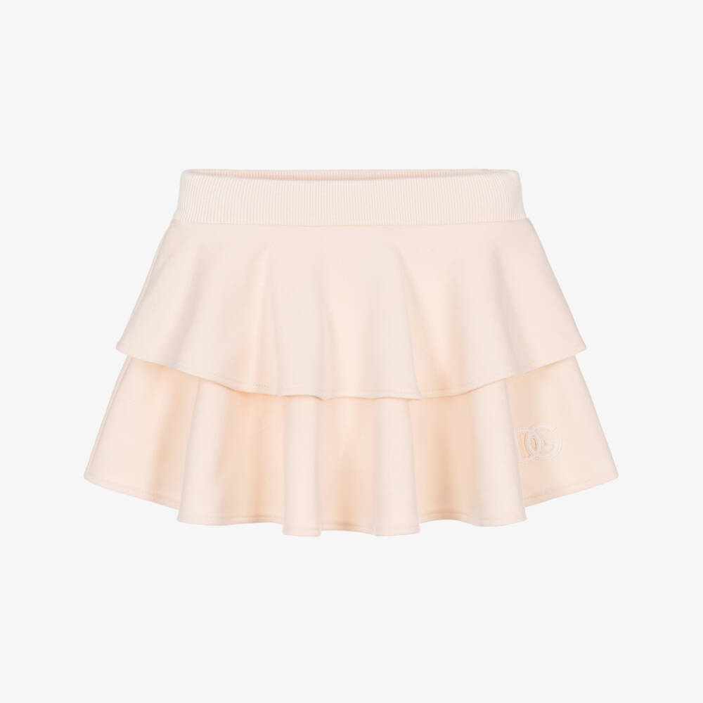 Dolce & Gabbana-Girls Pale Pink Cotton Ruffle Skirt | Childrensalon Outlet