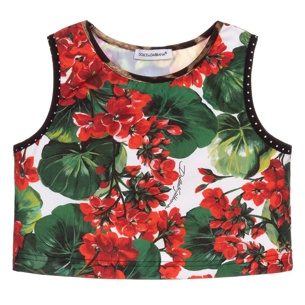 Dolce & Gabbana - Girls Patchwork Swim Top | Childrensalon