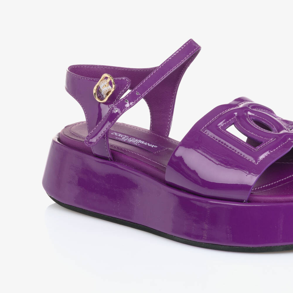 Dolce & Gabbana-Girls Patent Elevated Sandals in Purple | Childrensalon Outlet