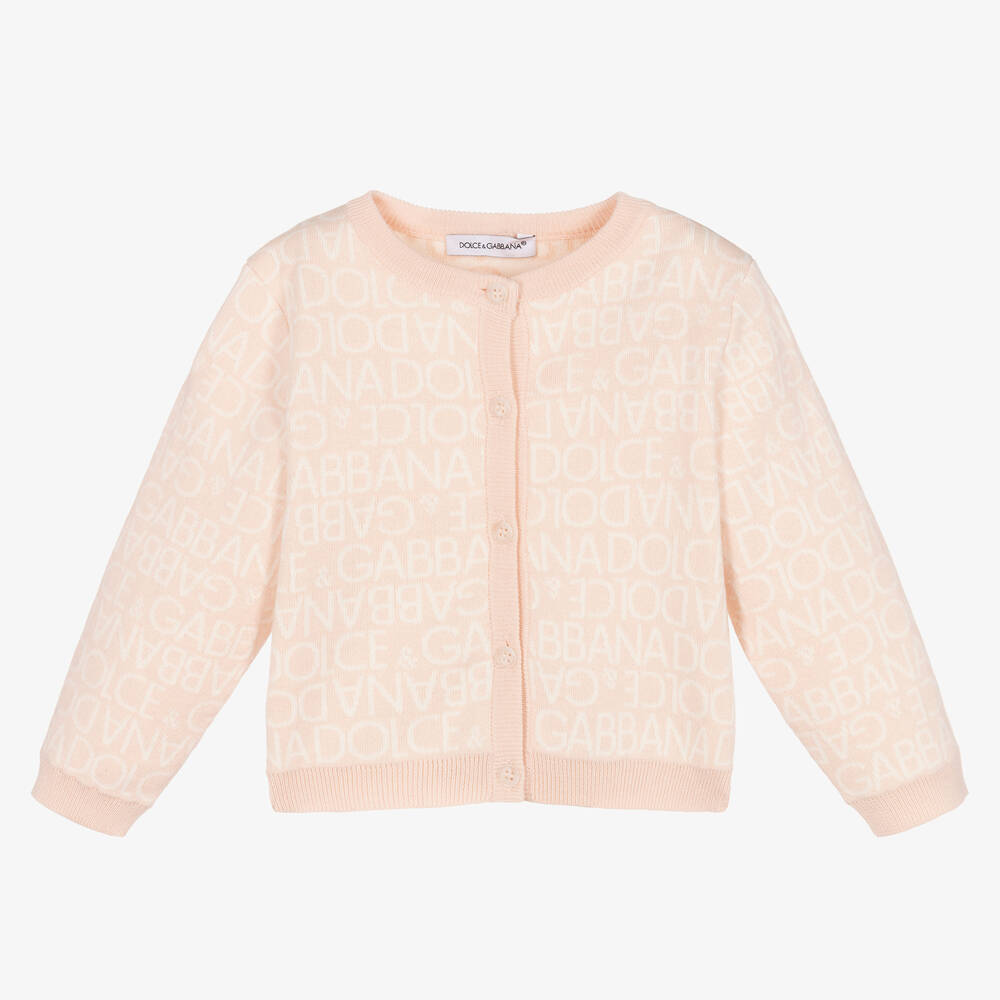 Dolce & Gabbana - Girls Pink Cotton & Cashmere Cardigan | Childrensalon