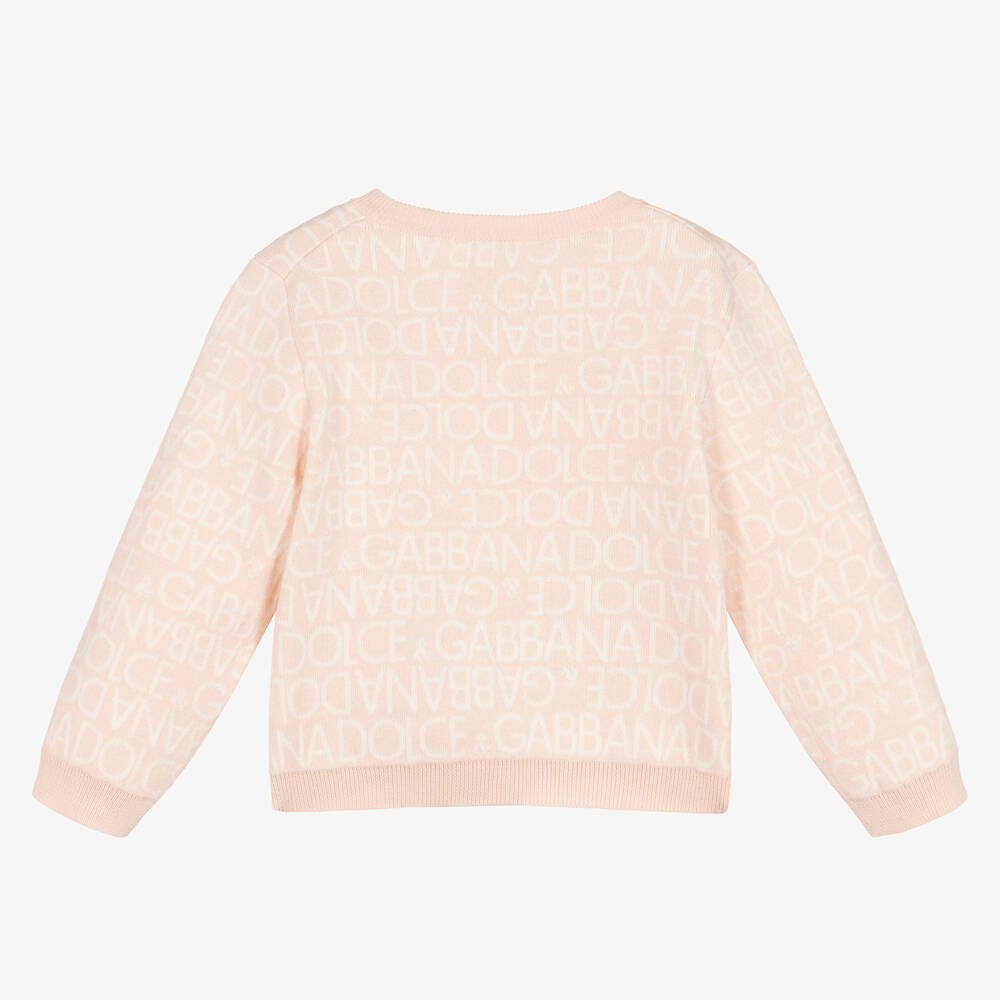Dolce & Gabbana-Girls Pink Cotton & Cashmere Cardigan | Childrensalon Outlet