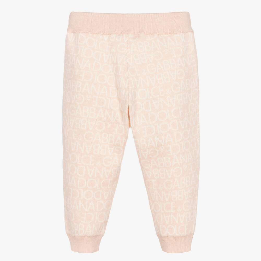 Dolce & Gabbana-Girls Pink Cotton & Cashmere Joggers | Childrensalon Outlet