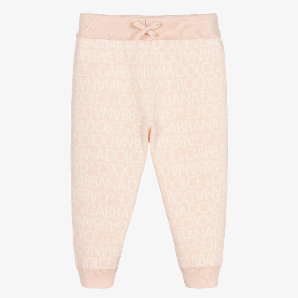 Dolce & Gabbana-Girls Pink Cotton & Cashmere Joggers | Childrensalon Outlet