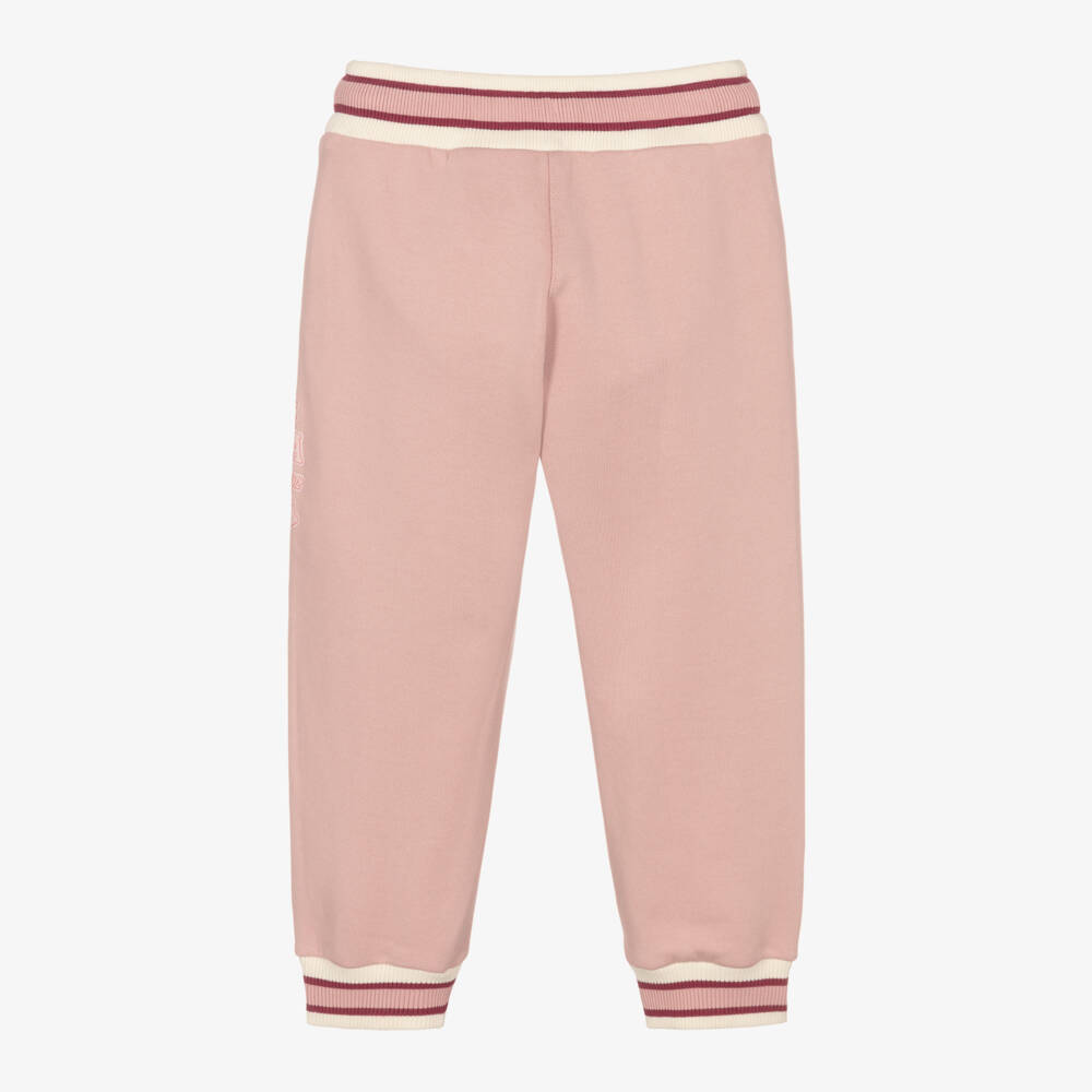 Dolce & Gabbana-Girls Pink Cotton Joggers with Crest Logo | Childrensalon Outlet