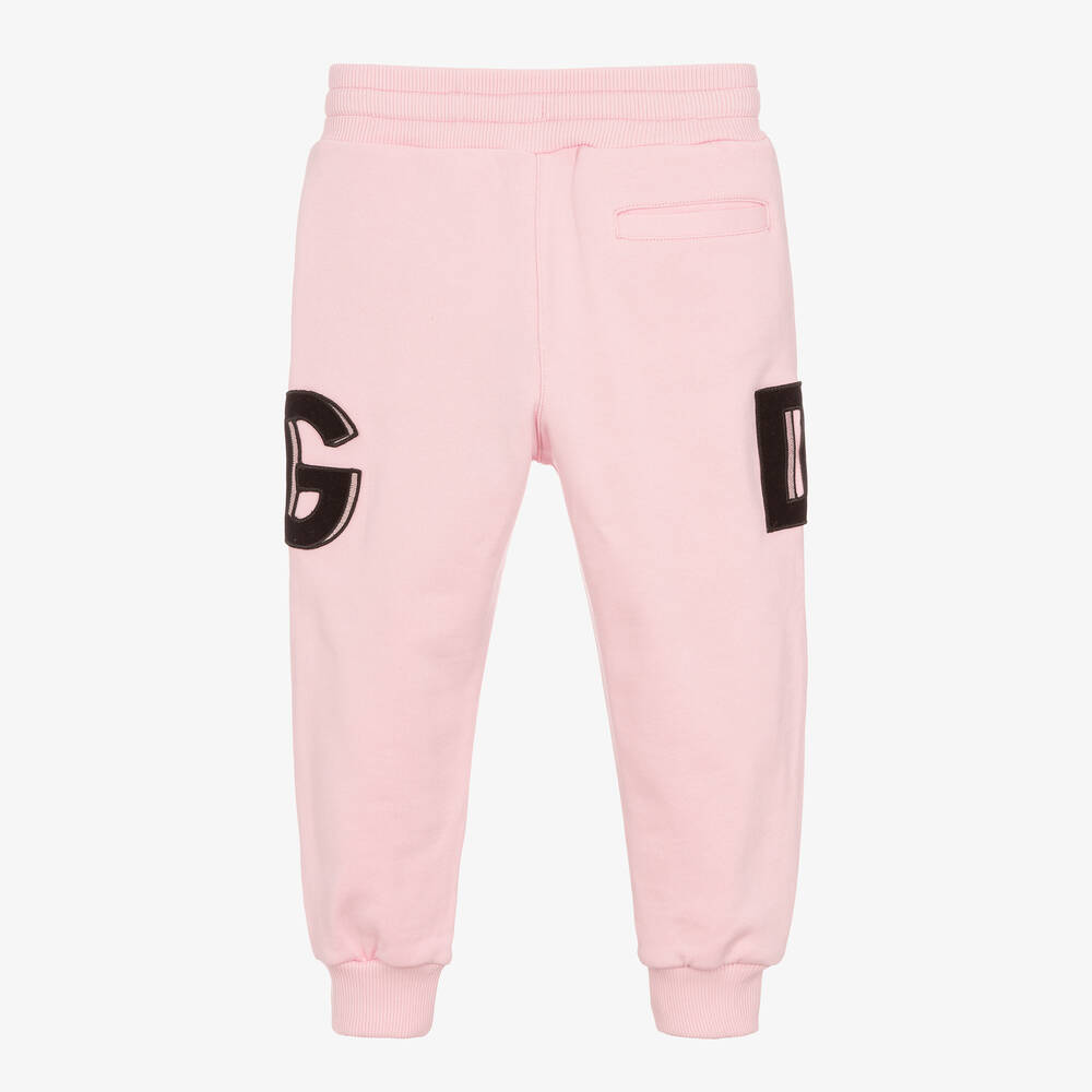 Dolce & Gabbana-Girls Pink Cotton DG Logo Joggers | Childrensalon Outlet