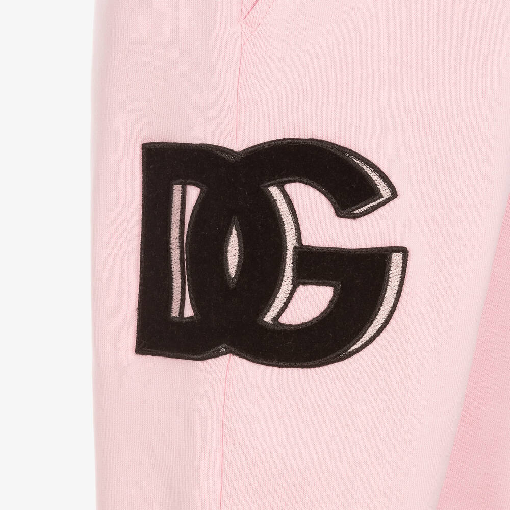 Dolce & Gabbana-Girls Pink Cotton DG Logo Joggers | Childrensalon Outlet