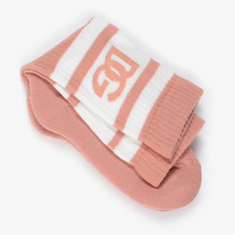 Dolce & Gabbana-Girls Pink Cotton DG Logo Socks | Childrensalon Outlet