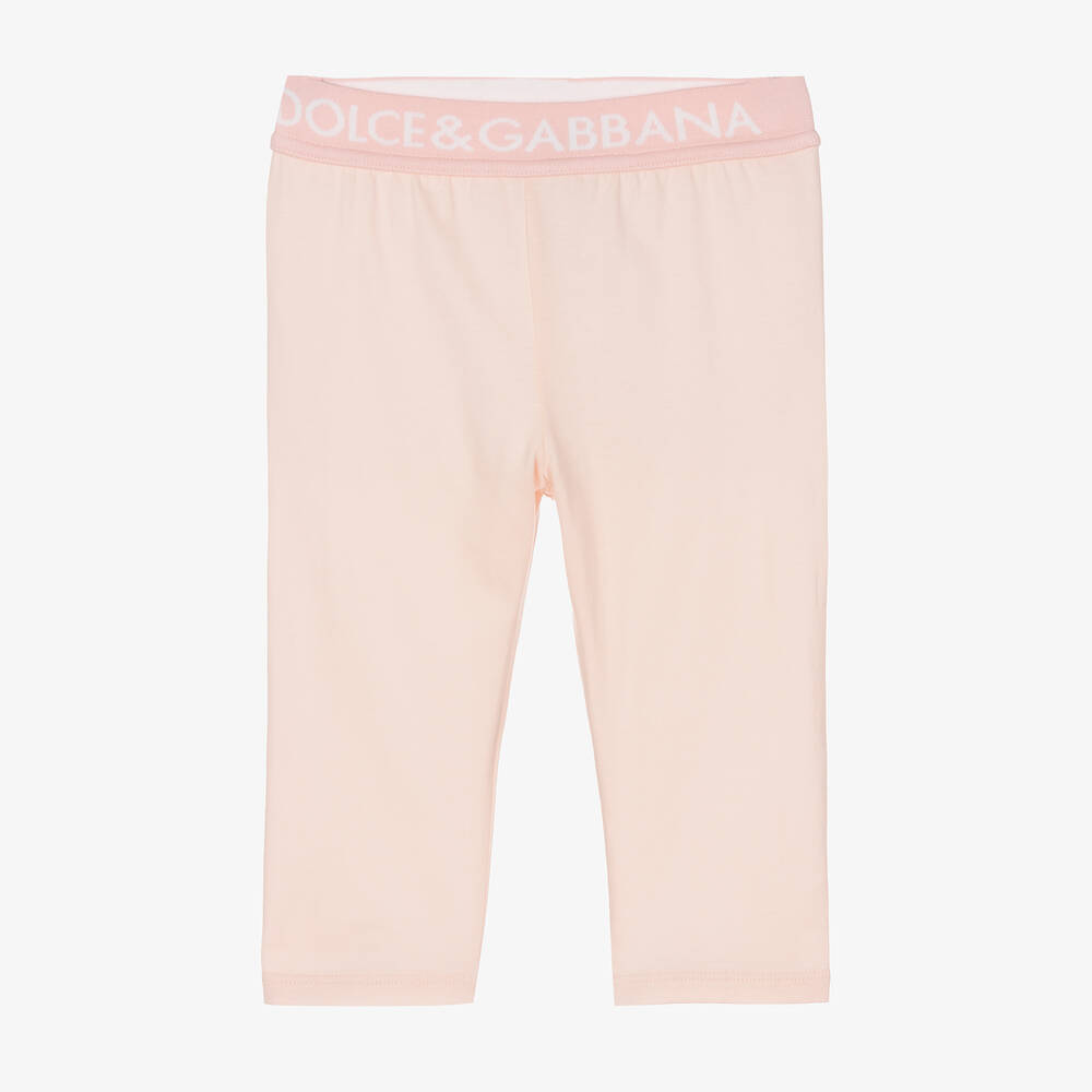 Dolce & Gabbana-Girls Pink Cotton Leggings | Childrensalon Outlet
