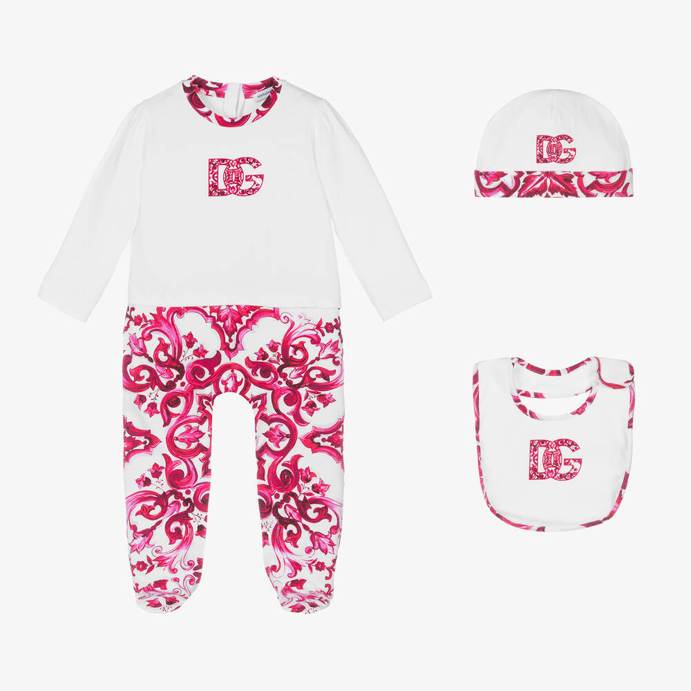 Dolce & Gabbana - Ensemble grenouillère rose Majolica | Childrensalon