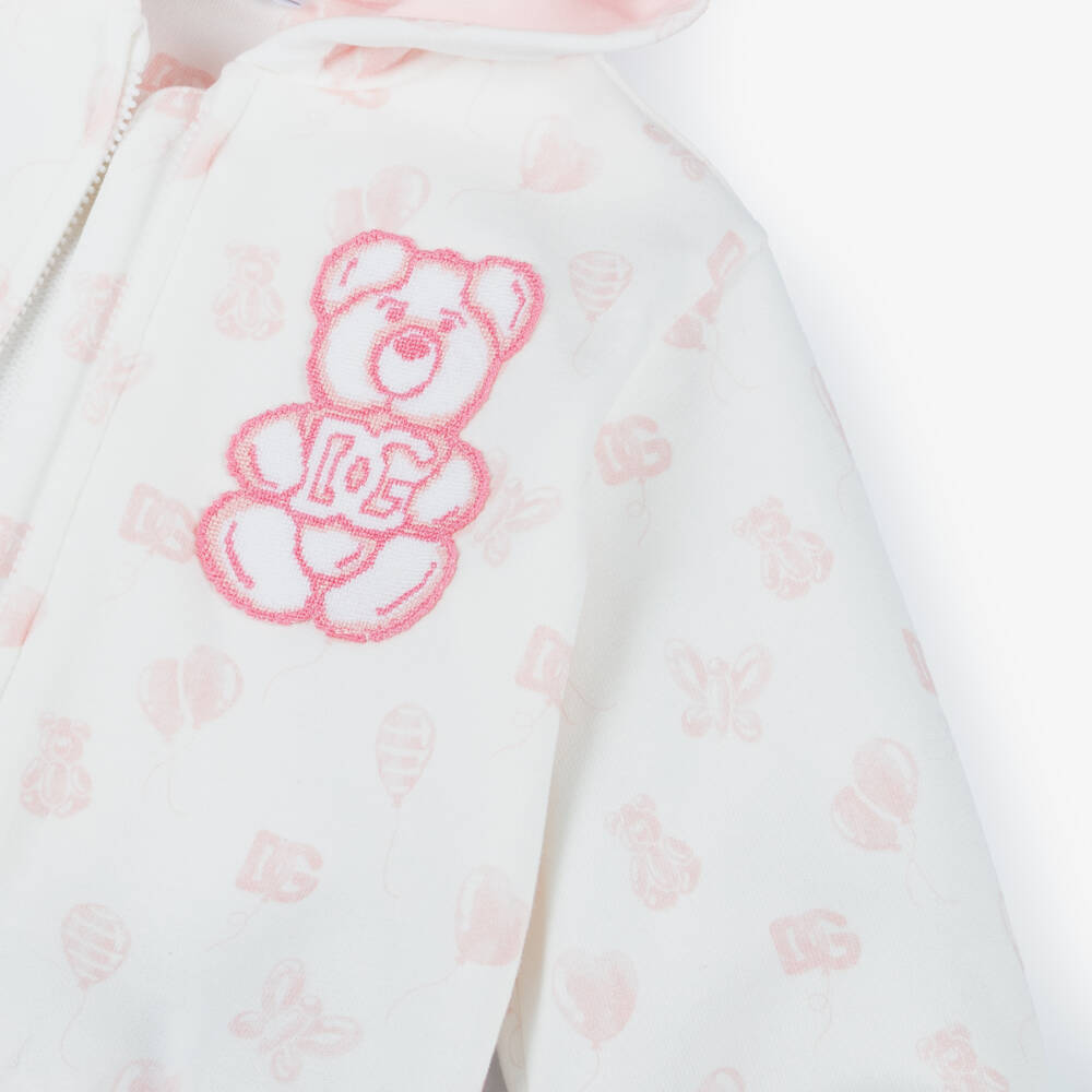 Dolce & Gabbana-Girls Pink Cotton Teddy Hoodie | Childrensalon Outlet