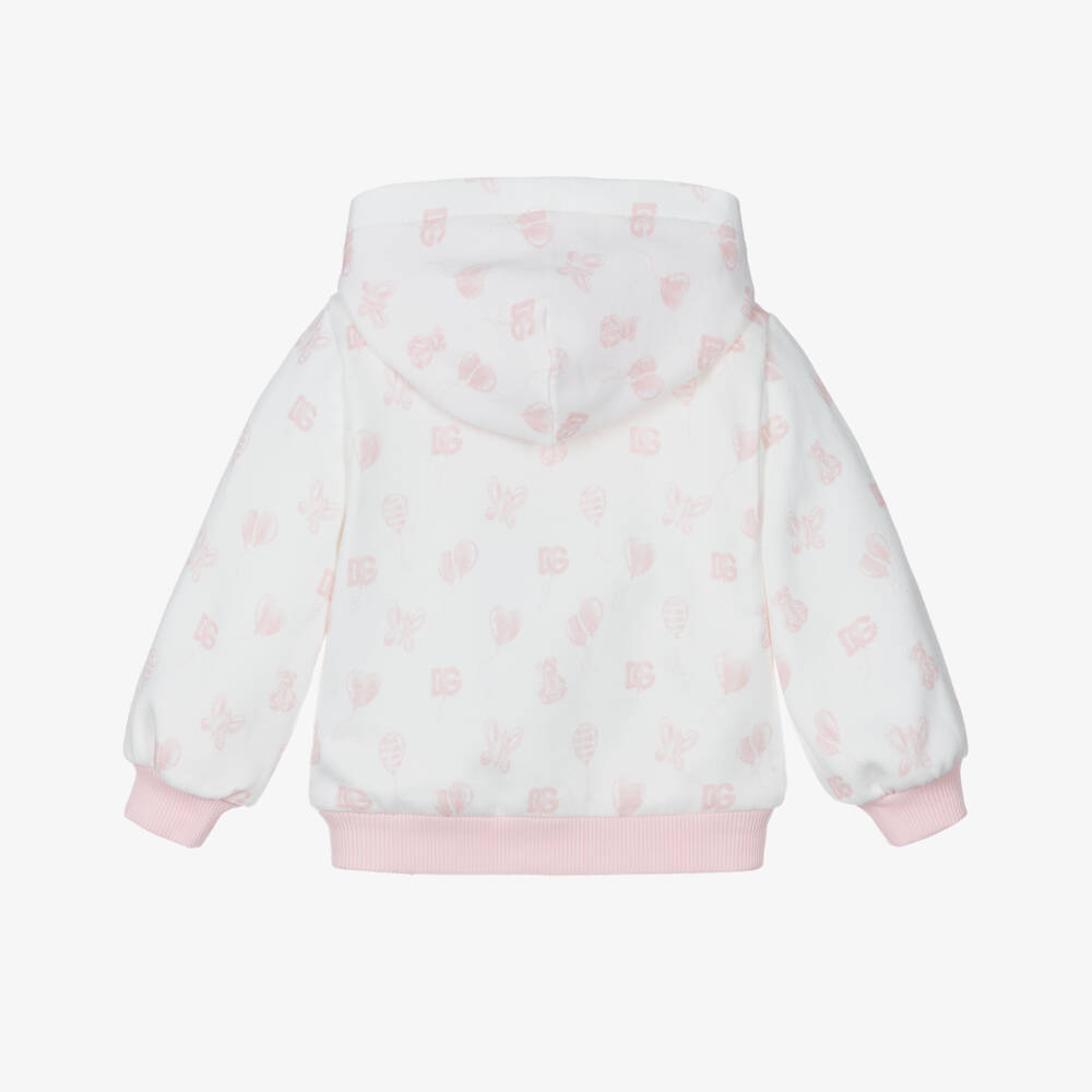 Dolce & Gabbana-Girls Pink Cotton Teddy Hoodie | Childrensalon Outlet