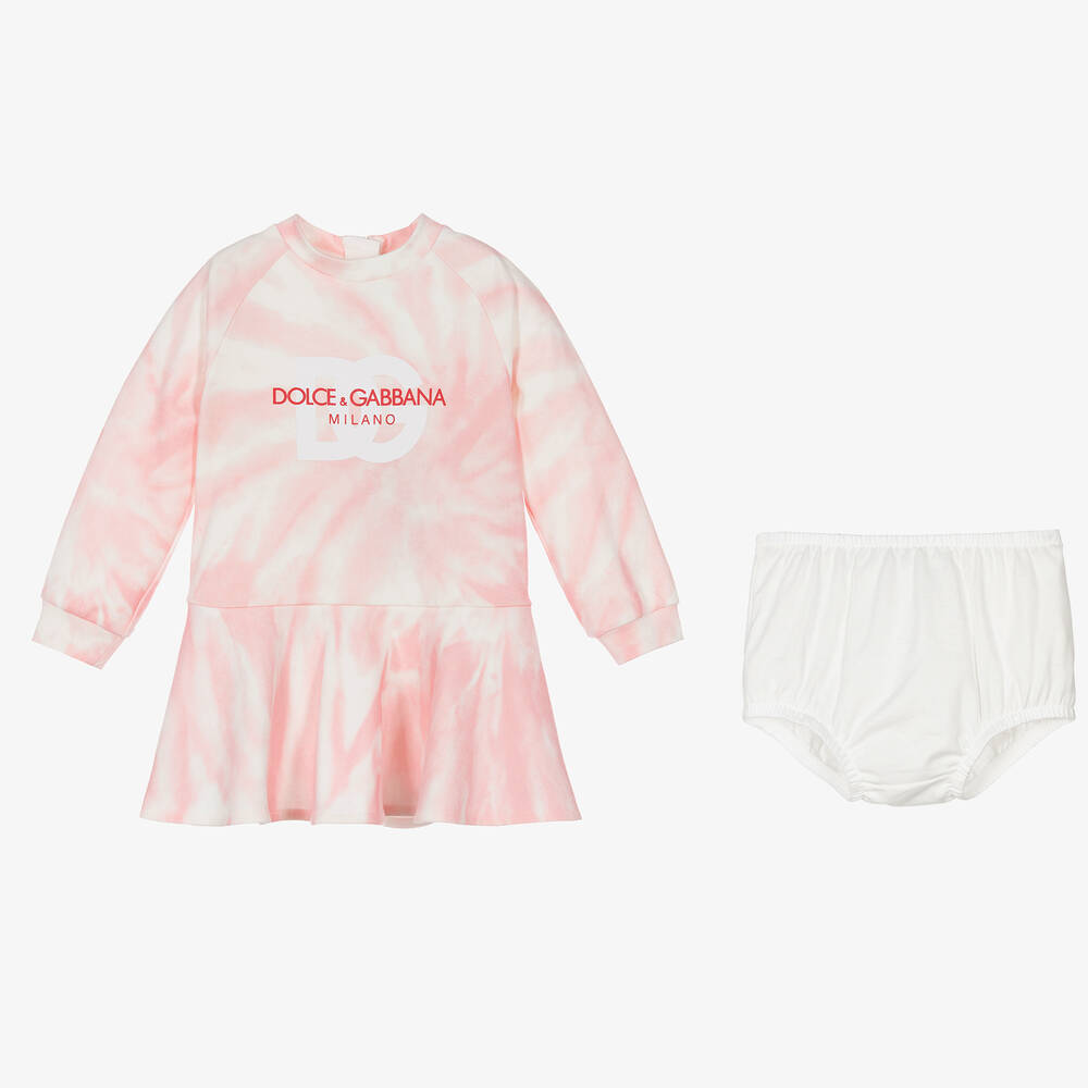 Dolce & Gabbana-Розовое хлопковое платье с эффектом тай-дай | Childrensalon Outlet