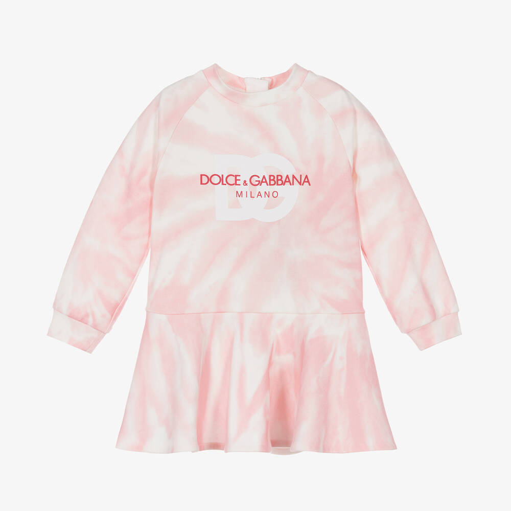 Dolce & Gabbana-Girls Pink Cotton Tie-Dye Dress | Childrensalon Outlet