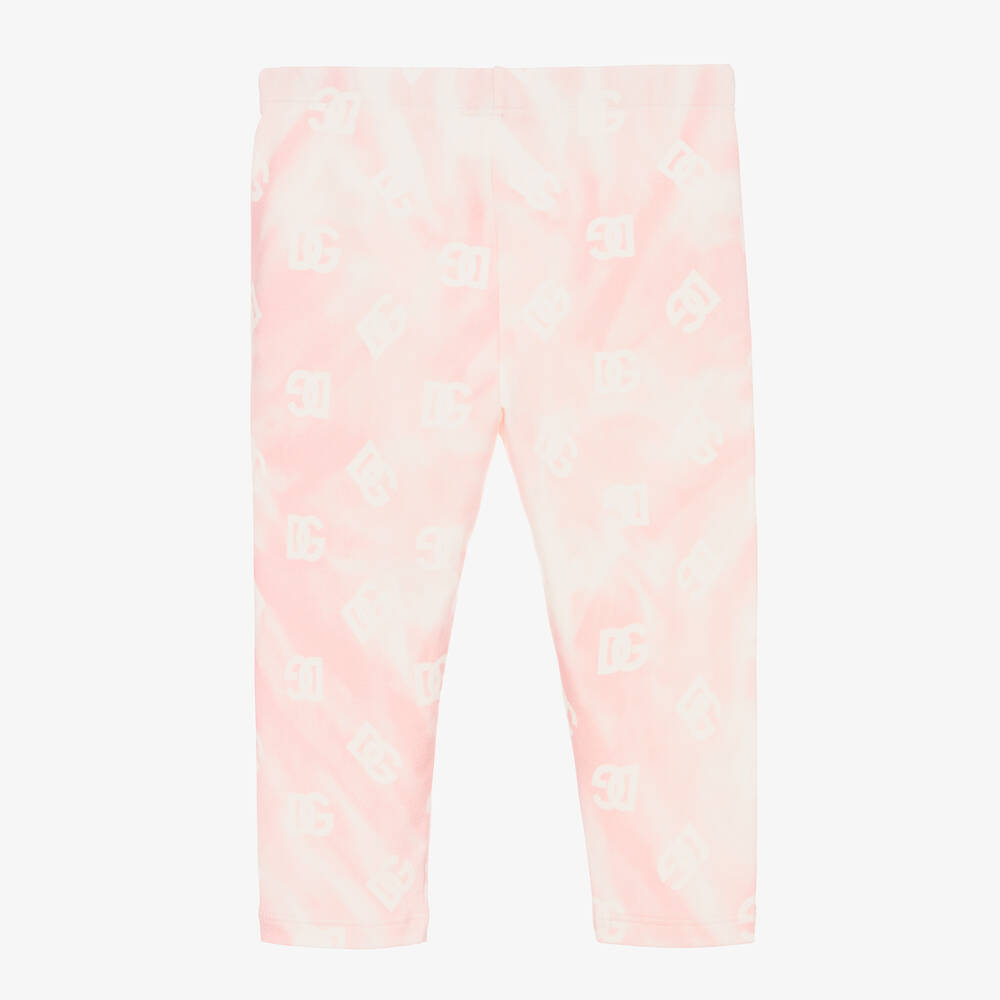 Dolce & Gabbana - Girls Pink Cotton Tie-Dye Logo Leggings