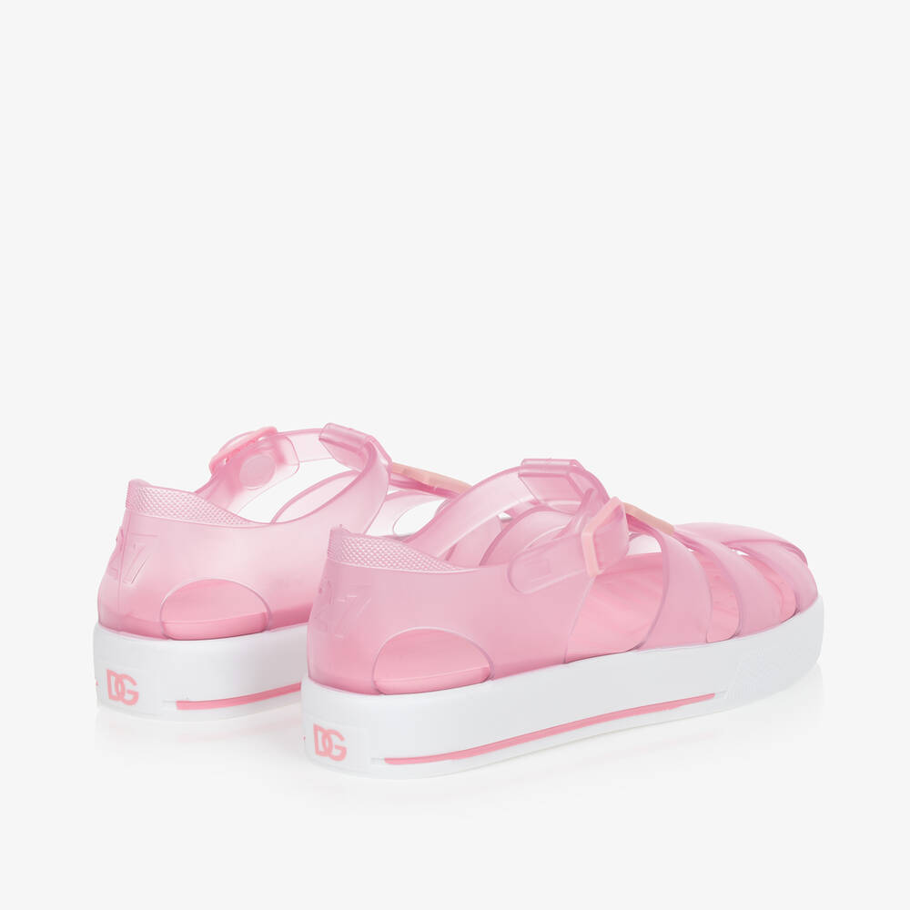 Dolce & Gabbana-Girls Pink DG Jelly Shoes | Childrensalon Outlet