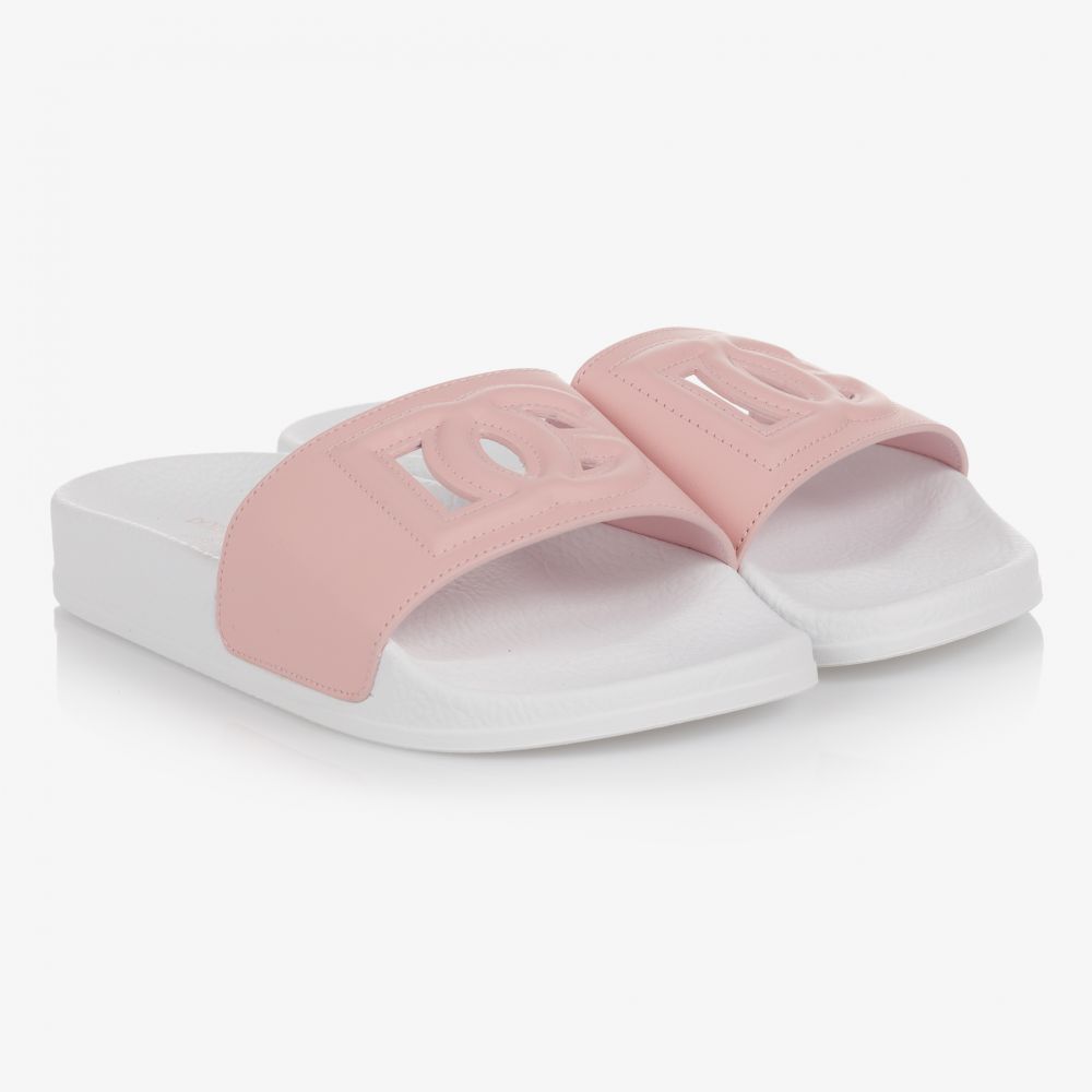 Dolce & Gabbana - Girls Pink DG Logo Sliders | Childrensalon