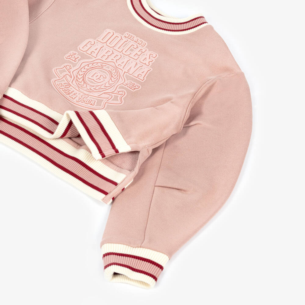 Dolce & Gabbana-Girls Pink Emblem Sweatshirt | Childrensalon Outlet