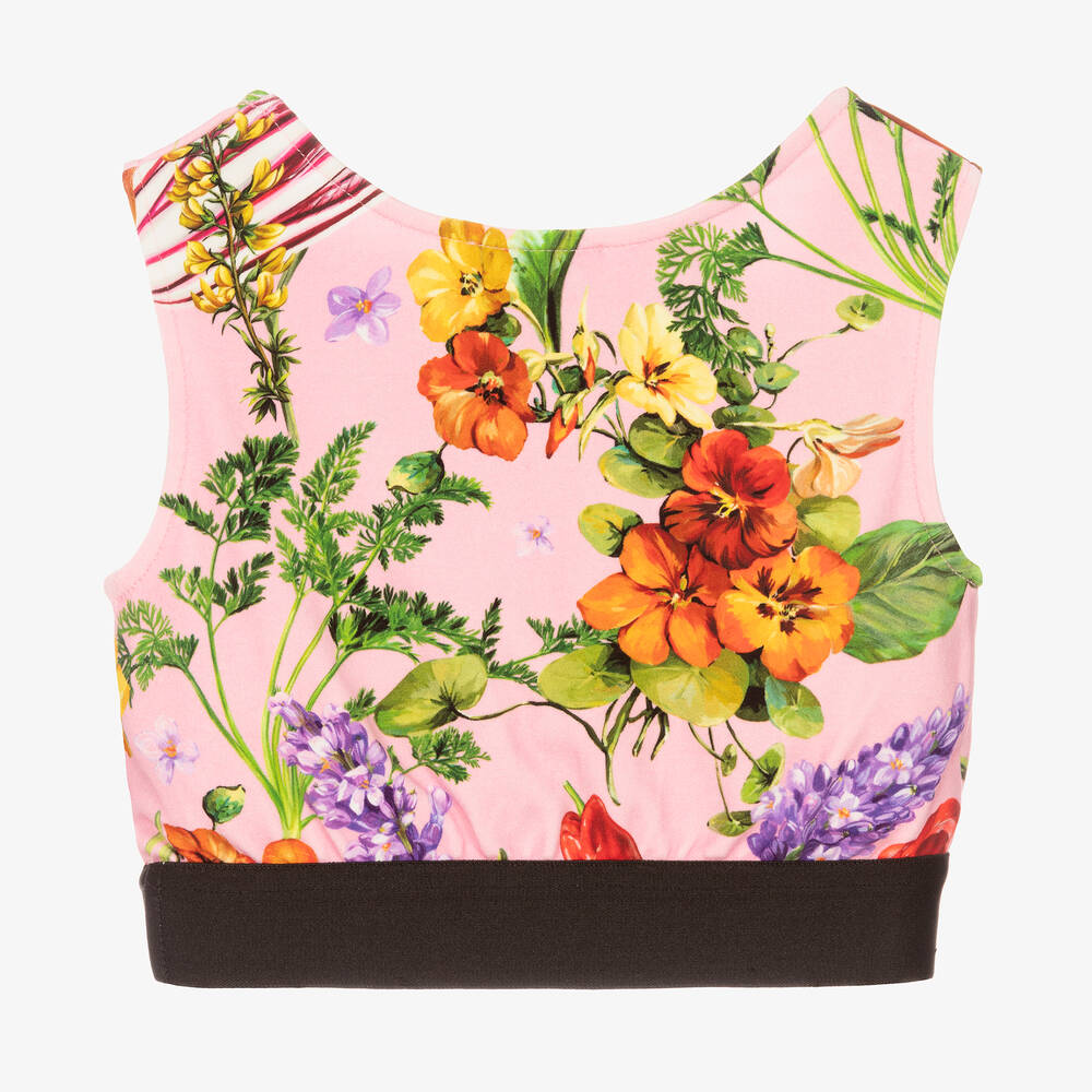 Dolce & Gabbana-توب قصير قطن جيرسي لون زهري للبنات | Childrensalon Outlet