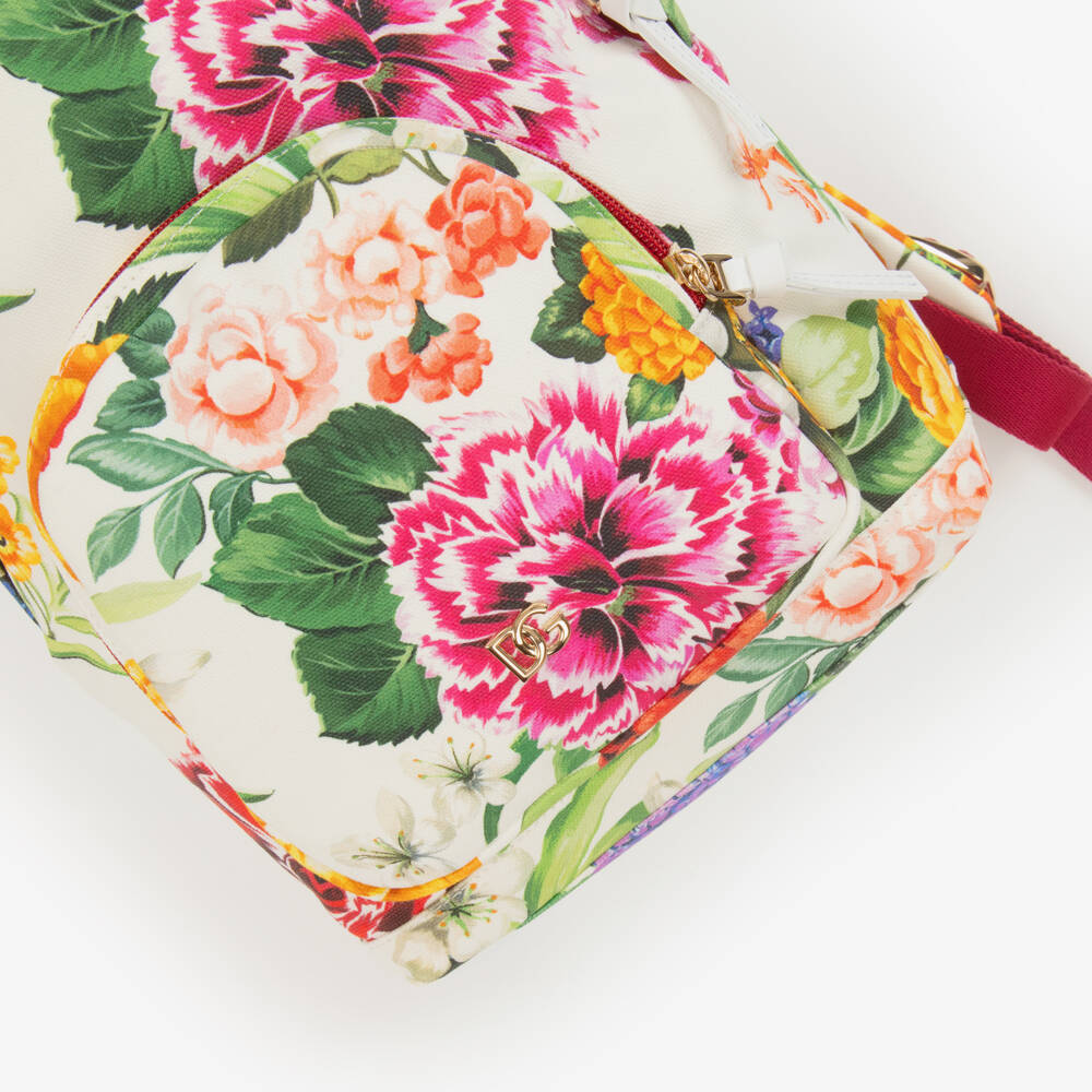 Dolce & Gabbana-Girls Pink Floral Canvas Backpack | Childrensalon Outlet