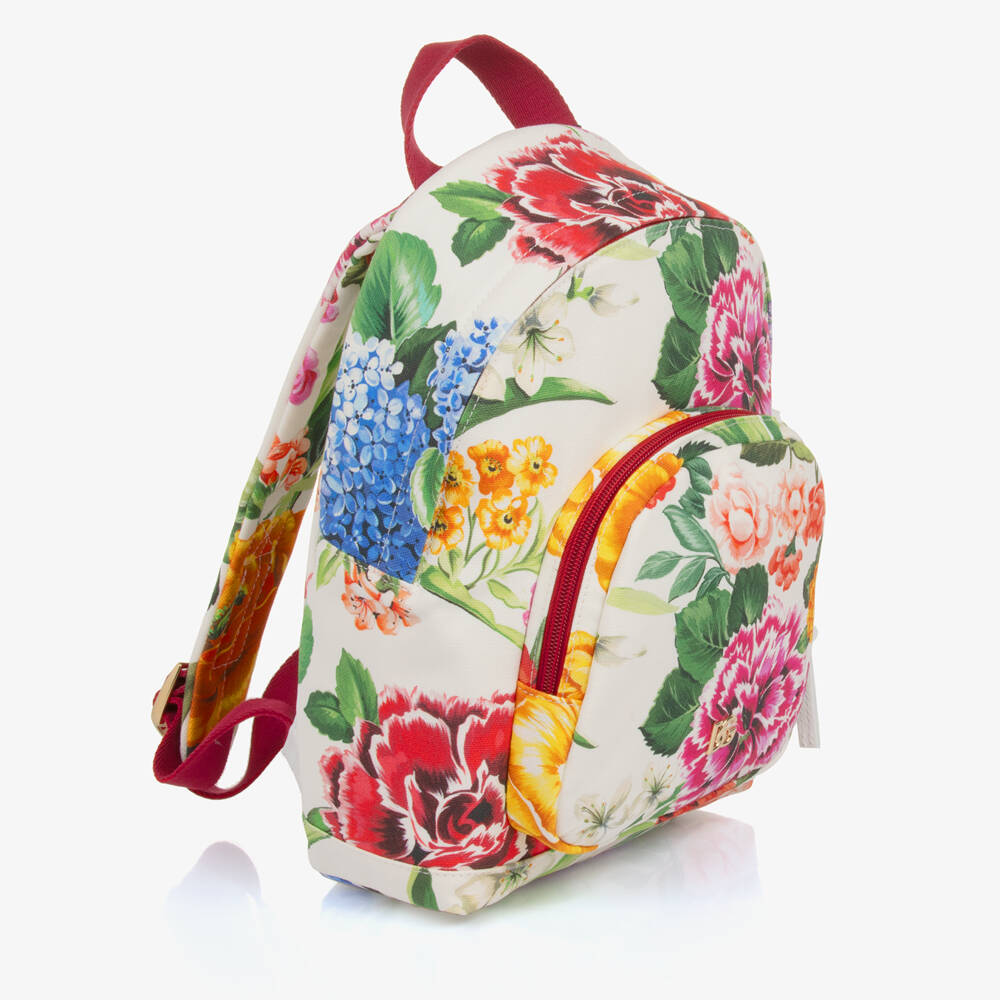 Dolce & Gabbana-Girls Pink Floral Canvas Backpack | Childrensalon Outlet