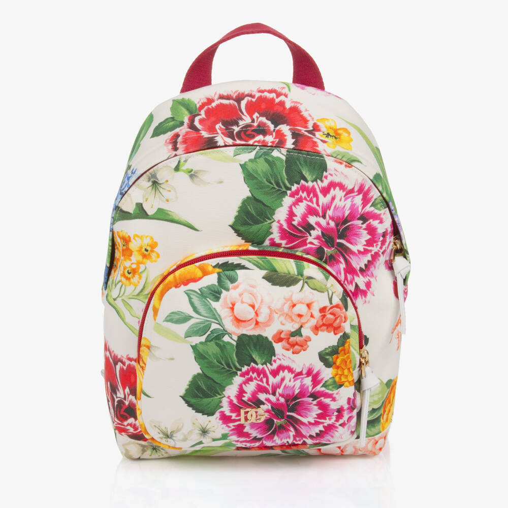 Dolce & Gabbana-Girls Pink Floral Canvas Backpack | Childrensalon Outlet