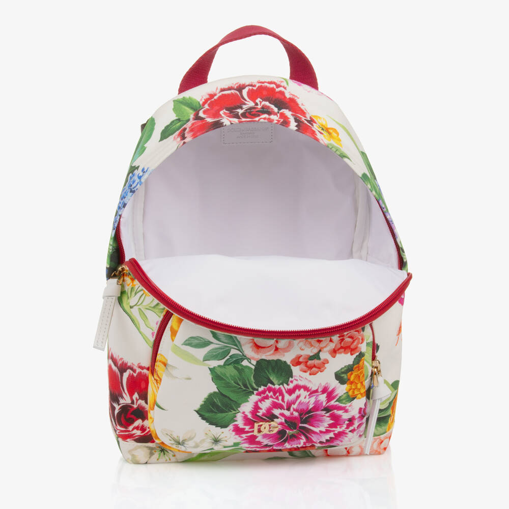 Dolce & Gabbana-Girls Pink Floral Canvas Backpack | Childrensalon Outlet