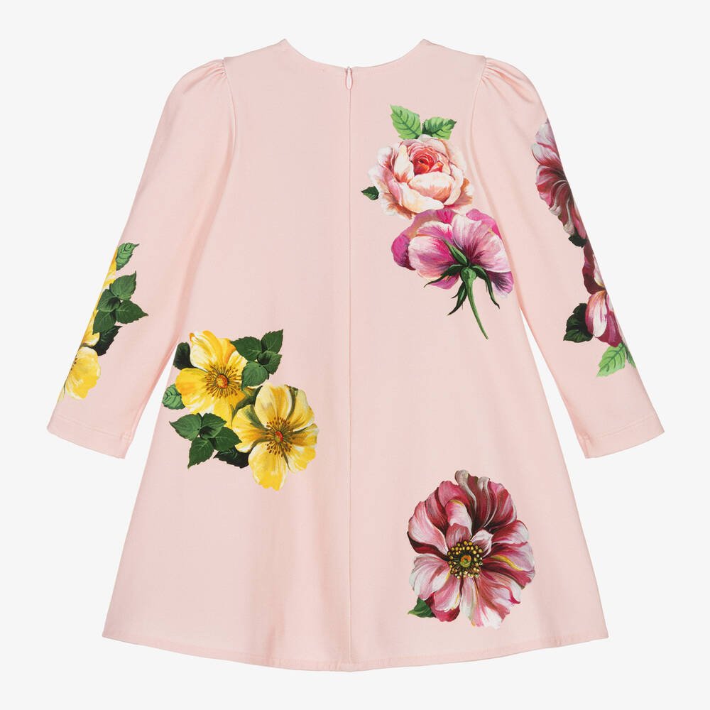 Dolce & Gabbana-Розовое платье из джерси с цветами для девочек | Childrensalon Outlet