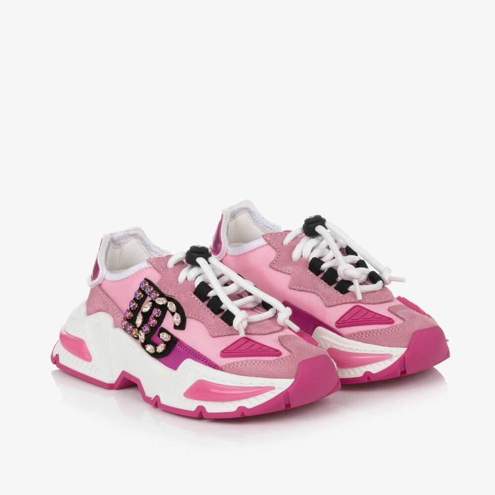 Dolce & Gabbana-Girls Pink Glamour Trainers | Childrensalon Outlet