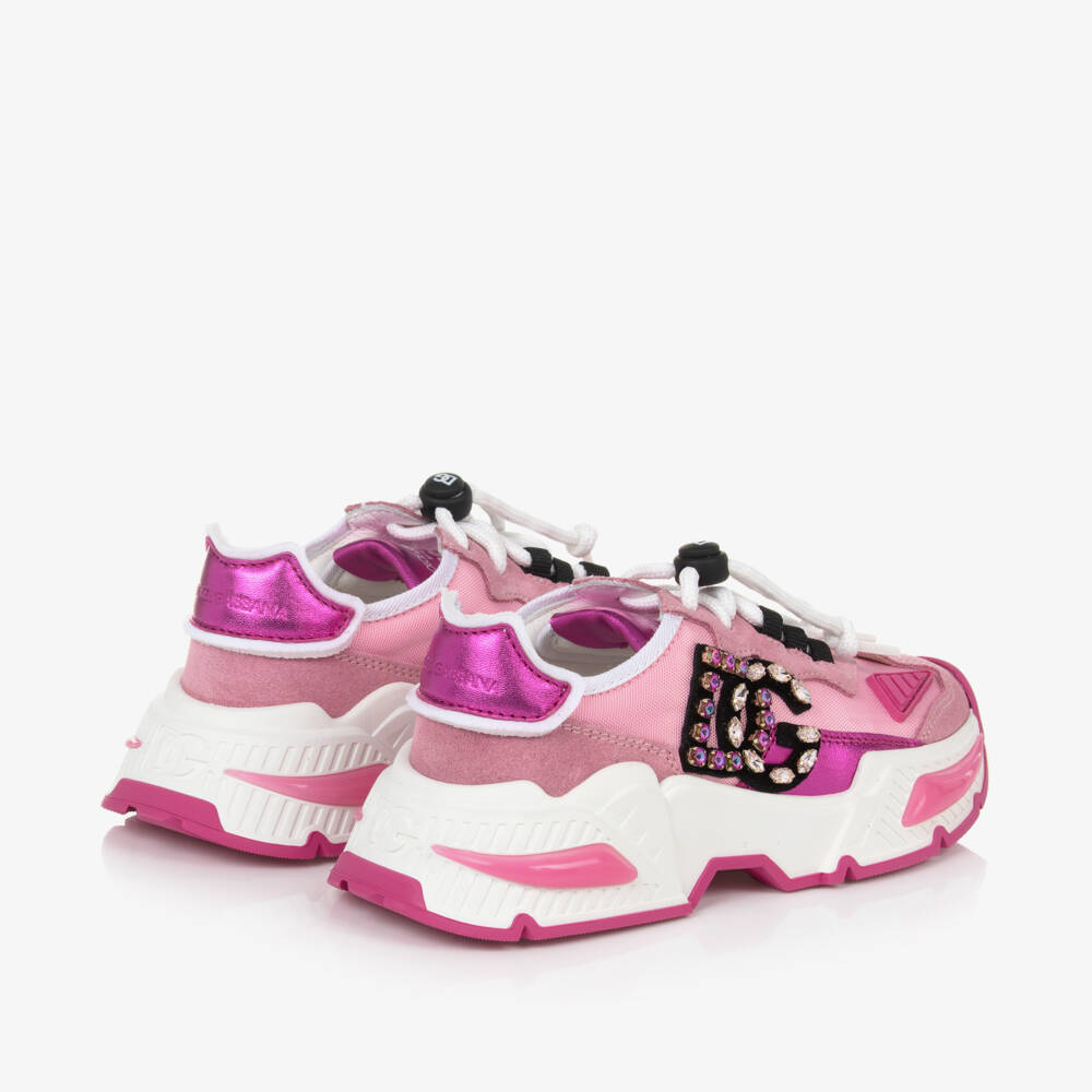 Dolce & Gabbana-Girls Pink Glamour Trainers | Childrensalon Outlet