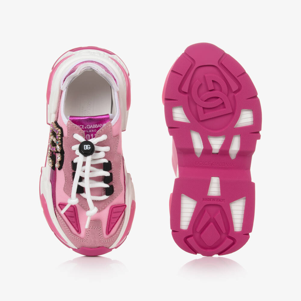 Dolce & Gabbana-Girls Pink Glamour Trainers | Childrensalon Outlet