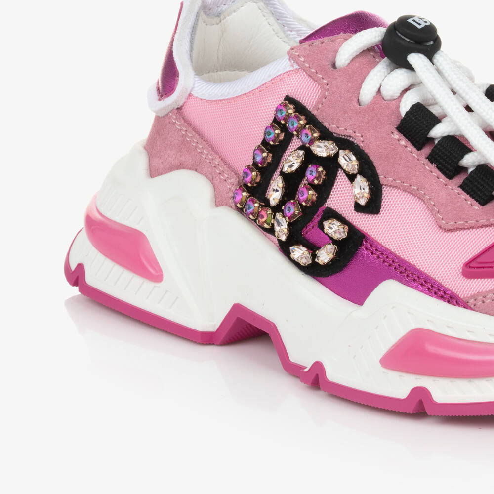 Dolce & Gabbana-Girls Pink Glamour Trainers | Childrensalon Outlet