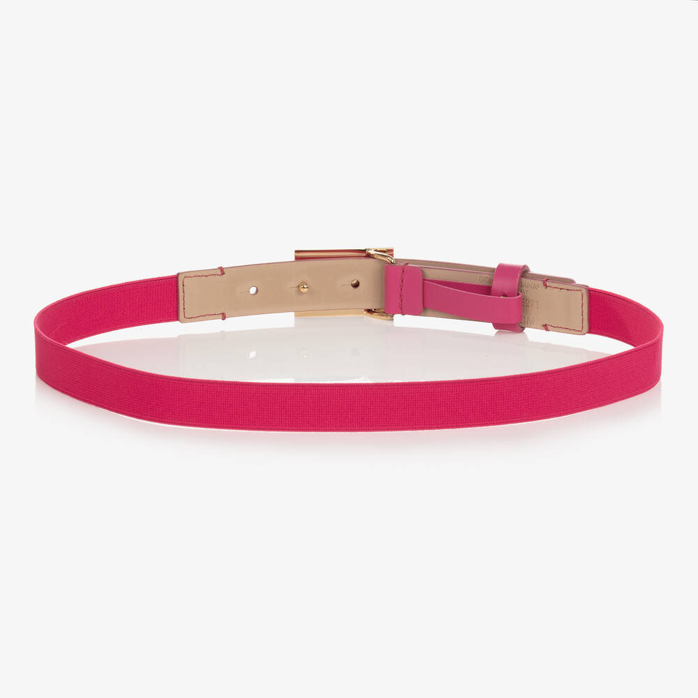 Dolce & Gabbana-Розовый кожаный ремень с золотистой пряжкой | Childrensalon Outlet