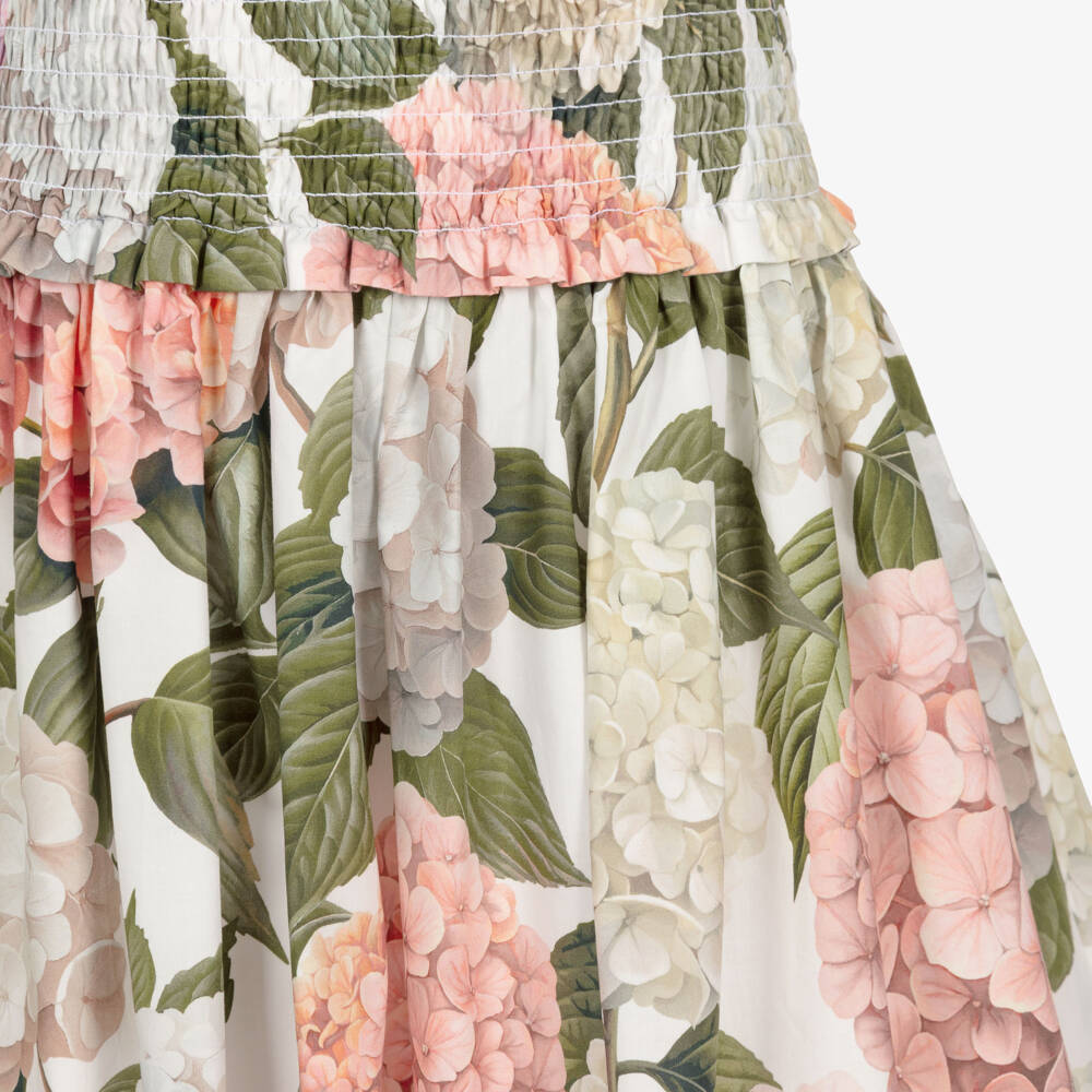 Dolce & Gabbana-Girls Pink & Green Hydrangea Print Poplin Skirt | Childrensalon Outlet
