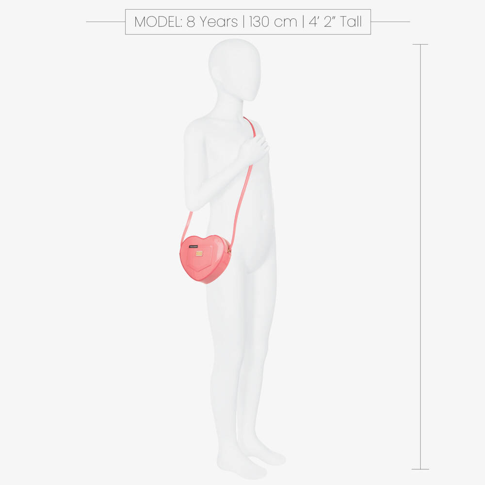 Dolce & Gabbana-حقيبة يد جلدية وردية للبنات مزينة بقلوب | Childrensalon Outlet