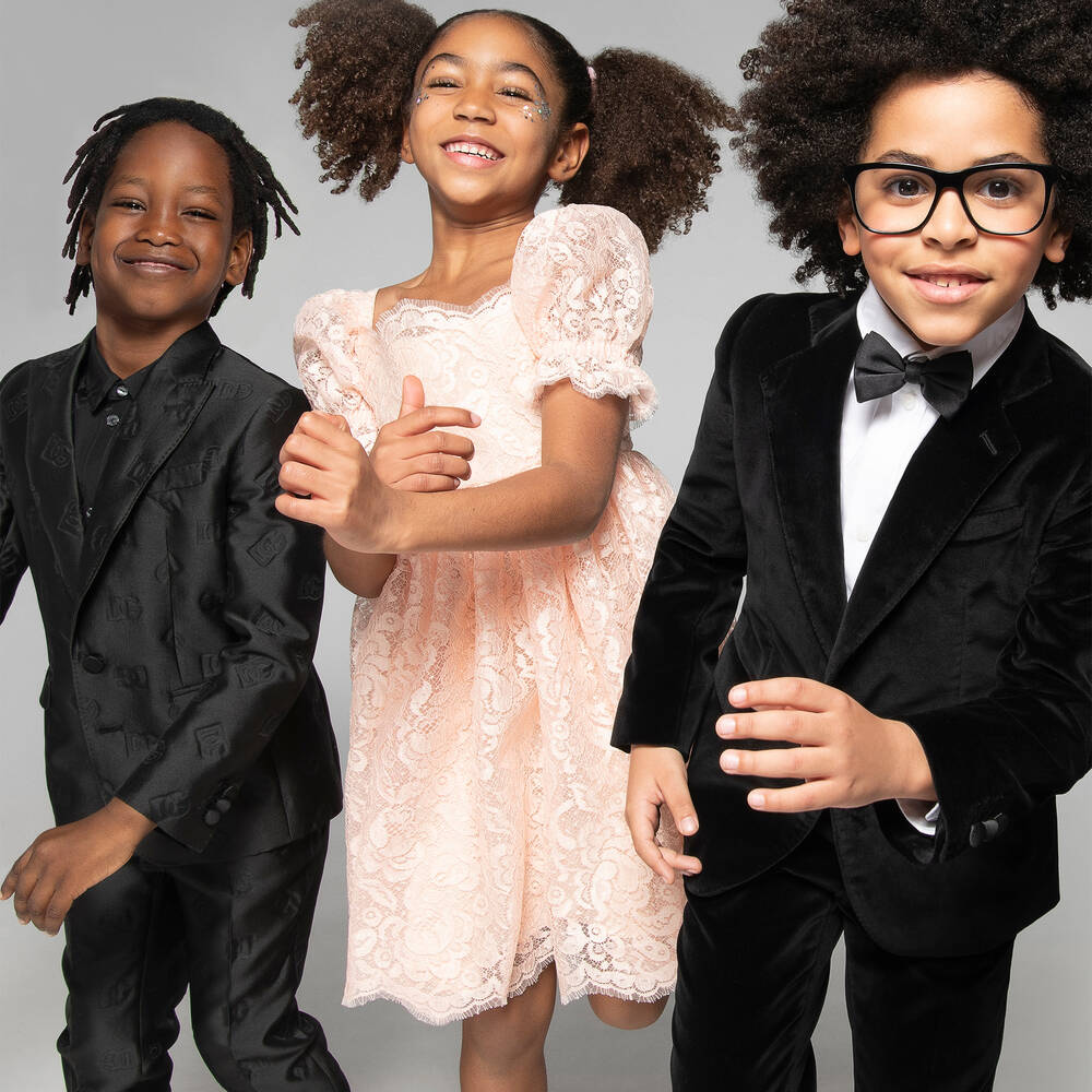 Dolce & Gabbana-Girls Pink Lace Dress | Childrensalon Outlet