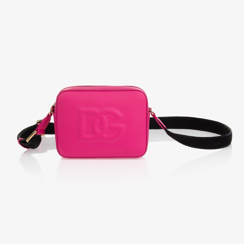 Dolce & Gabbana - Girls Pink Leather DG Crossbody Bag (14cm) | Childrensalon