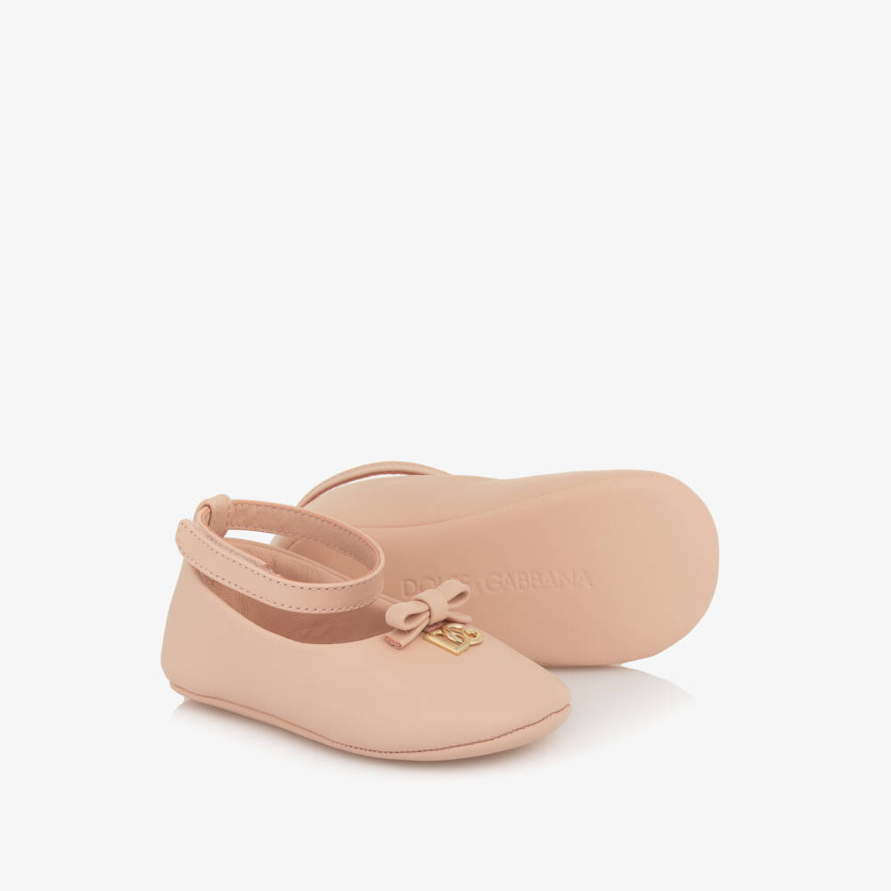 Dolce & Gabbana-Girls Pink Leather Pre-Walker Shoes | Childrensalon Outlet