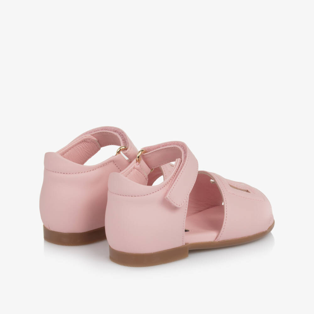 Dolce & Gabbana-Розовые кожаные сандалии на липучке для девочек | Childrensalon Outlet