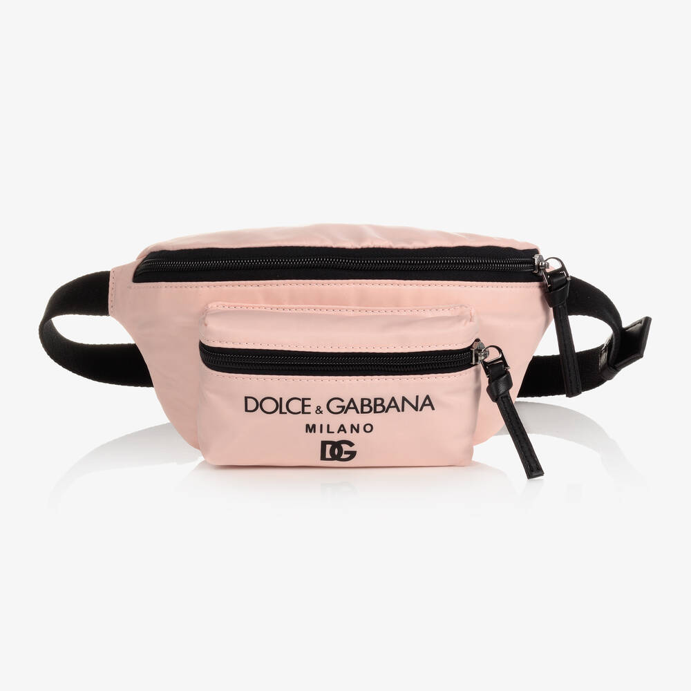 Dolce & Gabbana Girls Logo Belt Bag (31cm) Girls Kids One Size Pink Leather by Childrensalon