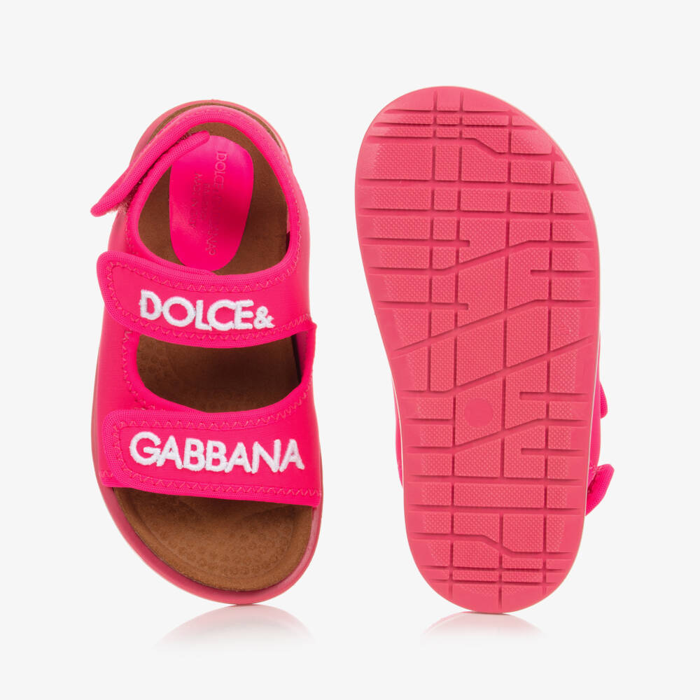 Dolce & Gabbana-Girls Pink Logo Sandals | Childrensalon Outlet