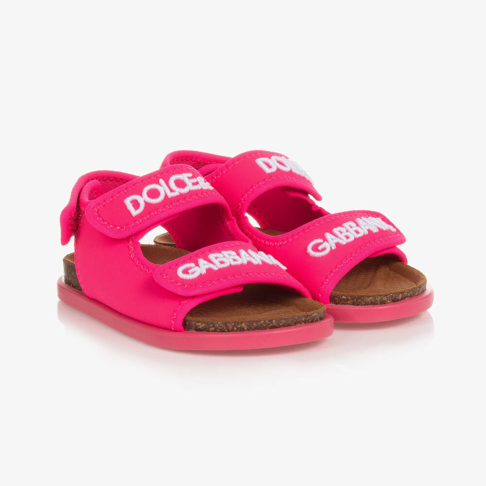 Dolce & Gabbana - Girls Pink Logo Sandals | Childrensalon