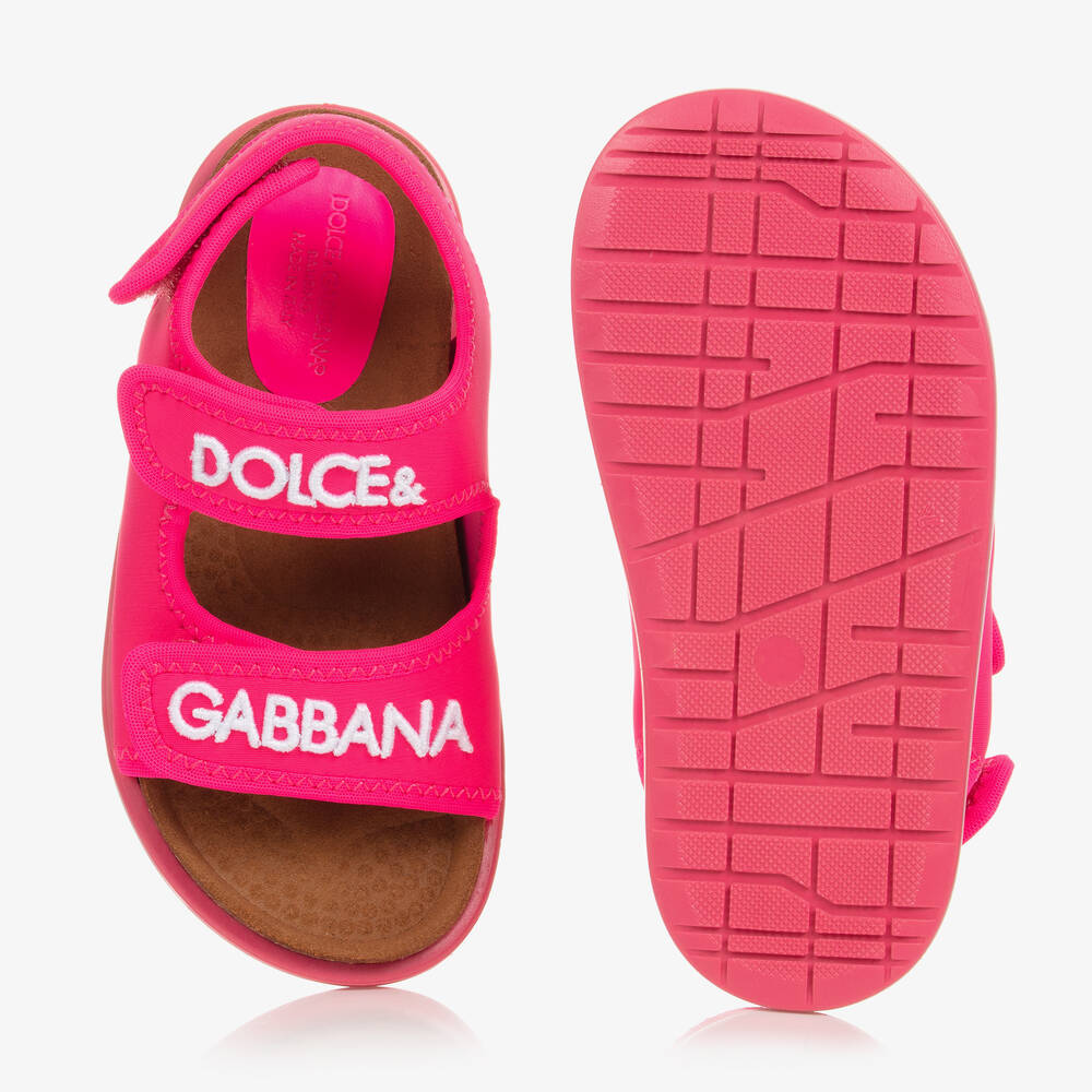 Dolce & Gabbana-Girls Pink Logo Sandals | Childrensalon Outlet